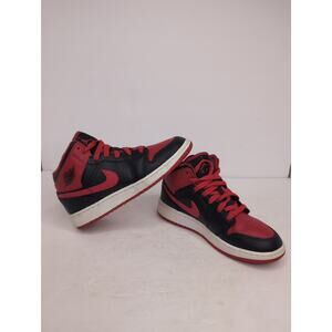 Nike Air Jordan 1 Mid Bred GS Black Red Youth Size 3.5Y